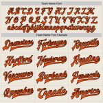 Custom Name and Number Varsity Letterman Jacket - Personalized Cream Orange Black Bomber Full-Snap Design Personalized Cream