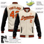 Custom Team Name Number Black Orange Bomber Varsity Jacket Two Tone Personalized Full-Snap Letterman Personalized Cream Orange-Black