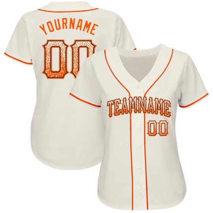 Personalized Orange-Black Drift Fashion Baseball Jersey for Men and Women Personalized Cream Orange-Black Drift Fashion Baseball