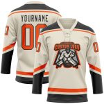 Personalized Orange Black Hockey Jersey with Lace Neck - Customizable Team Apparel Personalized Cream Orange-Black Hockey
