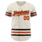 Custom Name and Number Personalized Baseball Jersey in Cream Orange-Black Line Authentic Design Personalized Cream Orange-Black