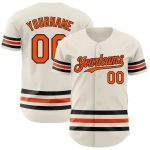 Personalized Baseball Jersey Cream Orange-Black Line Design for Men and Women Personalized Cream Orange-Black Line Baseball
