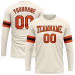 Personalized Long Sleeve Performance T-Shirt in Cream and Orange-Black Personalized Cream Orange-Black Long Sleeve Performance