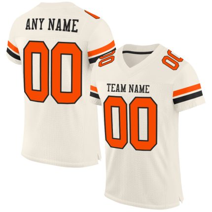 Personalized Authentic Football Jersey Cream Orange Black Mesh for Men Personalized Cream Orange-Black Mesh Authentic Football