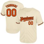 Custom Name Number Orange Black Mesh Baseball Jersey Authentic Personalized Throwback Team Jersey Personalized Cream Orange-Black