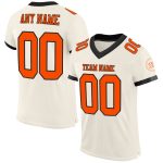 Personalized Orange and Black Football Jersey - Custom Mesh Sports Jersey Personalized Cream Orange-Black Mesh Football Jersey