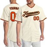Personalized Cream Orange Black Baseball Jersey - Old Gold Sports Apparel Personalized Cream Orange Black-Old Gold Baseball