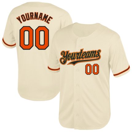 Personalized Throwback Baseball Jersey in Cream, Orange, Black, and Old Gold Mesh Personalized Cream Orange Black-Old Gold