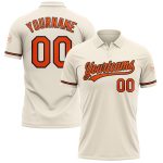 Personalized Performance Vapor Golf Polo Shirt in Cream and Black Personalized Cream Orange-Black Performance Vapor Golf