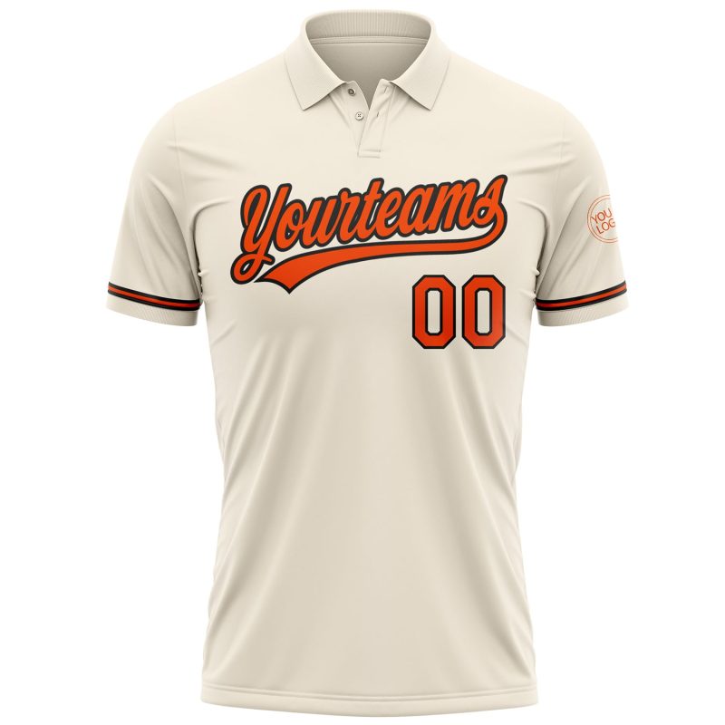 Custom Name and Number Personalized Orange-Black Vapor Golf Polo Shirt Performance Personalized Cream Orange-Black Performance