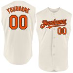 Personalized Orange-Black Baseball Jersey Sleeveless 2 - Custom Cream Color Design Personalized Cream Orange-Black Sleeveless