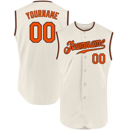 Personalized Orange and Black Sleeveless Baseball Jersey for Men and Women Personalized Cream Orange-Black Sleeveless Baseball