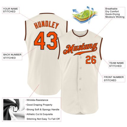 Personalized Orange and Black Sleeveless Baseball Jersey for Men and Women Personalized Cream Orange-Black Sleeveless Baseball