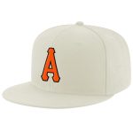 Personalized Adjustable Snapback Hat in Cream Orange-Black Stitching Personalized Cream Orange-Black Stitched Adjustable