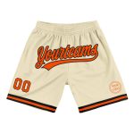 Personalized Orange Black Throwback Basketball Shorts - Custom Cream Style Personalized Cream Orange-Black Throwback Basketball