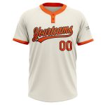 Personalized Unisex Softball Jersey - Cream Orange-Black Two-Button Design Personalized Cream Orange-Black Two-Button Unisex
