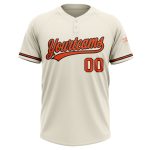 Custom Unisex Softball Jersey - Cream Orange-Black Two-Button Design, Personalized Sports Apparel Personalized Cream Orange-Black