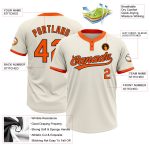 Personalized Unisex Softball Jersey - Cream Orange-Black Two-Button Design Personalized Cream Orange-Black Two-Button Unisex