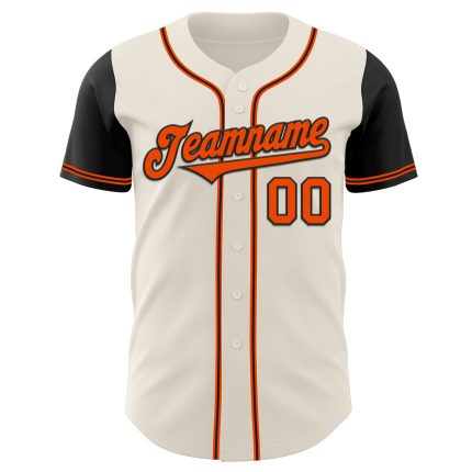 Personalized Two Tone Baseball Jersey in Cream and Orange-Black Colors Personalized Cream Orange-Black Two Tone Baseball