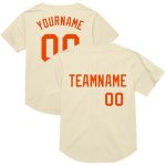 Personalized Cream Orange Throwback Baseball Jersey for Men - Custom Mesh Design Personalized Cream Orange Mesh Throwback