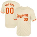 Personalized Cream Orange Mesh Throwback Baseball Jersey for Men and Women Personalized Cream Orange Mesh Throwback Baseball