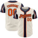 Personalized Orange Navy Baseball Jersey in Cream - Custom 3 Colors Arm Shapes Personalized Cream Orange-Navy 3 Colors Arm