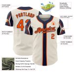 Personalized Orange Navy Baseball Jersey in Cream - Custom 3 Colors Arm Shapes Personalized Cream Orange-Navy 3 Colors Arm