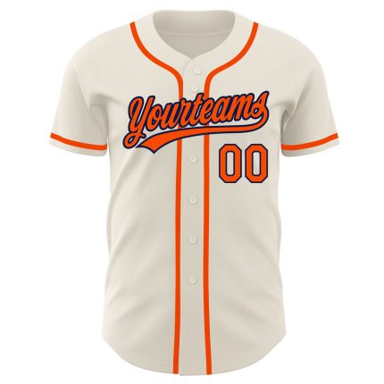 Personalized Orange-Navy Baseball Jersey | Custom Authentic Sports Apparel Personalized Cream Orange-Navy Authentic Baseball