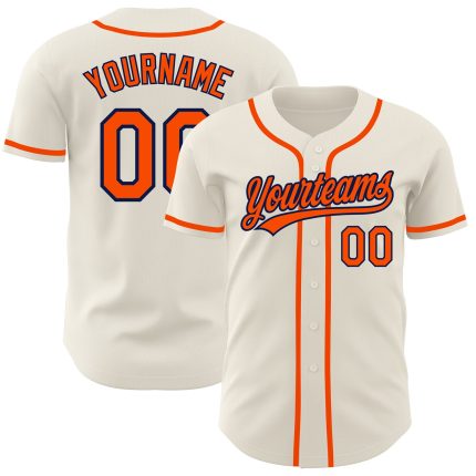 Personalized Orange-Navy Baseball Jersey | Custom Authentic Sports Apparel Personalized Cream Orange-Navy Authentic Baseball
