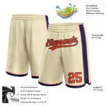 Custom Name and Number Authentic Basketball Shorts in Cream Orange and Navy - Personalized Team Gear Personalized Cream Orange-Navy