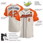 Custom Team Name and Number Personalized Baseball Jersey - Cream Orange Navy Authentic Raglan Sleeves Personalized Cream