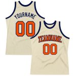 Custom Personalized Basketball Jersey - Cream Orange Navy Authentic Throwback with Custom Name and Number Personalized Cream
