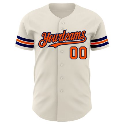 Personalized Orange Navy Baseball Jersey for Kids - Custom Name & Number, Size 3 Personalized Cream Orange-Navy Baseball