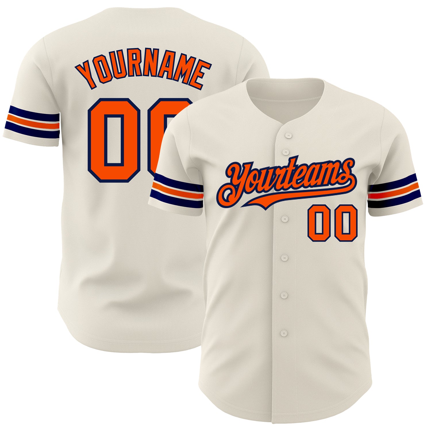 Personalized Orange Navy Baseball Jersey for Kids - Custom Name & Number, Size 3 Personalized Cream Orange-Navy Baseball