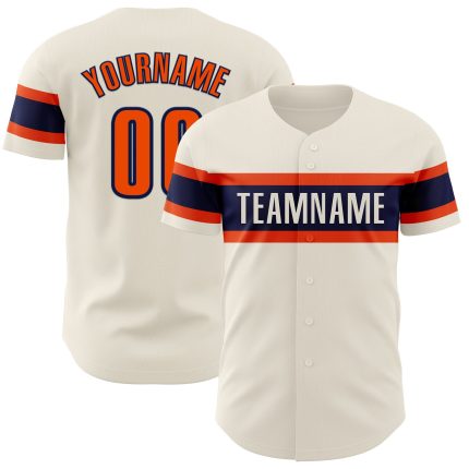 Personalized Orange Navy Baseball Jersey for Kids - Custom Name & Number 4 Personalized Cream Orange-Navy Baseball Jersey