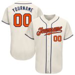 Personalized Orange Navy Baseball Jersey for Men and Women, Custom Team Apparel Personalized Cream Orange-Navy Baseball Jersey