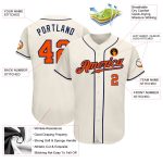 Personalized Orange Navy Baseball Jersey for Men and Women, Custom Team Apparel Personalized Cream Orange-Navy Baseball Jersey