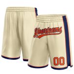 Personalized Basketball Shorts in Cream Orange and Navy for Men and Women Personalized Cream Orange-Navy Basketball Shorts