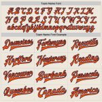 Personalized Two Tone Varsity Letterman Jacket Cream Orange Navy Full-Snap Bomber Personalized Cream Orange-Navy Bomber Full-Snap