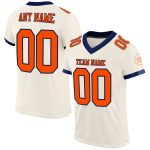 Customizable Orange Navy Mesh Football Jersey with Personalized Name and Number - Authentic Team Apparel Personalized Cream