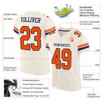 Personalized Orange Navy Football Jersey - Custom Cream Mesh Jersey 2 Personalized Cream Orange-Navy Mesh Football Jersey
