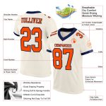 Personalized Mesh Football Jersey in Cream Orange and Navy Colors Personalized Cream Orange-Navy Mesh Football Jersey
