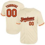 Personalized Orange-Navy Mesh Baseball Jersey for Men | Throwback Style Personalized Cream Orange-Navy Mesh Throwback Baseball