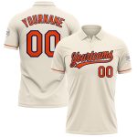 Personalized Cream Orange Navy Vapor Golf Polo Shirt - Performance Fit Personalized Cream Orange-Navy Performance Vapor Golf