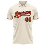 Custom Name & Number Performance Vapor Golf Polo Shirt - Personalized Cream & Orange-Navy Personalized Cream Orange-Navy