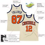 Personalized Orange Navy Throwback Basketball Jersey - Custom Cream Jersey Personalized Cream Orange-Navy Throwback Basketball