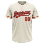 Personalized Softball Jersey Unisex Two-Button Cream Orange-Navy Design Personalized Cream Orange-Navy Two-Button Unisex