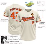 Personalized Softball Jersey Unisex Two-Button Cream Orange-Navy Design Personalized Cream Orange-Navy Two-Button Unisex