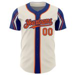 Personalized Baseball Jersey in Cream Orange-Royal with 3 Color Arm Shapes Personalized Cream Orange-Royal 3 Colors Arm Shapes