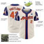 Personalized Baseball Jersey in Cream Orange-Royal with 3 Color Arm Shapes Personalized Cream Orange-Royal 3 Colors Arm Shapes